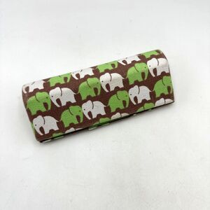 California Accessories Hardshell Eyeglass Case Elephant Print Green/White/Brown